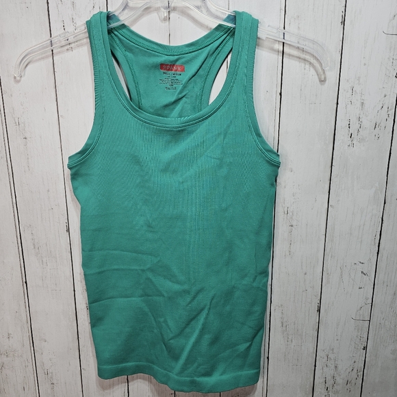 SPANX Racerback Ribbed Green Tank Top Stretch Shelf Bra Women’s Size S/M. - Picture 1 of 6